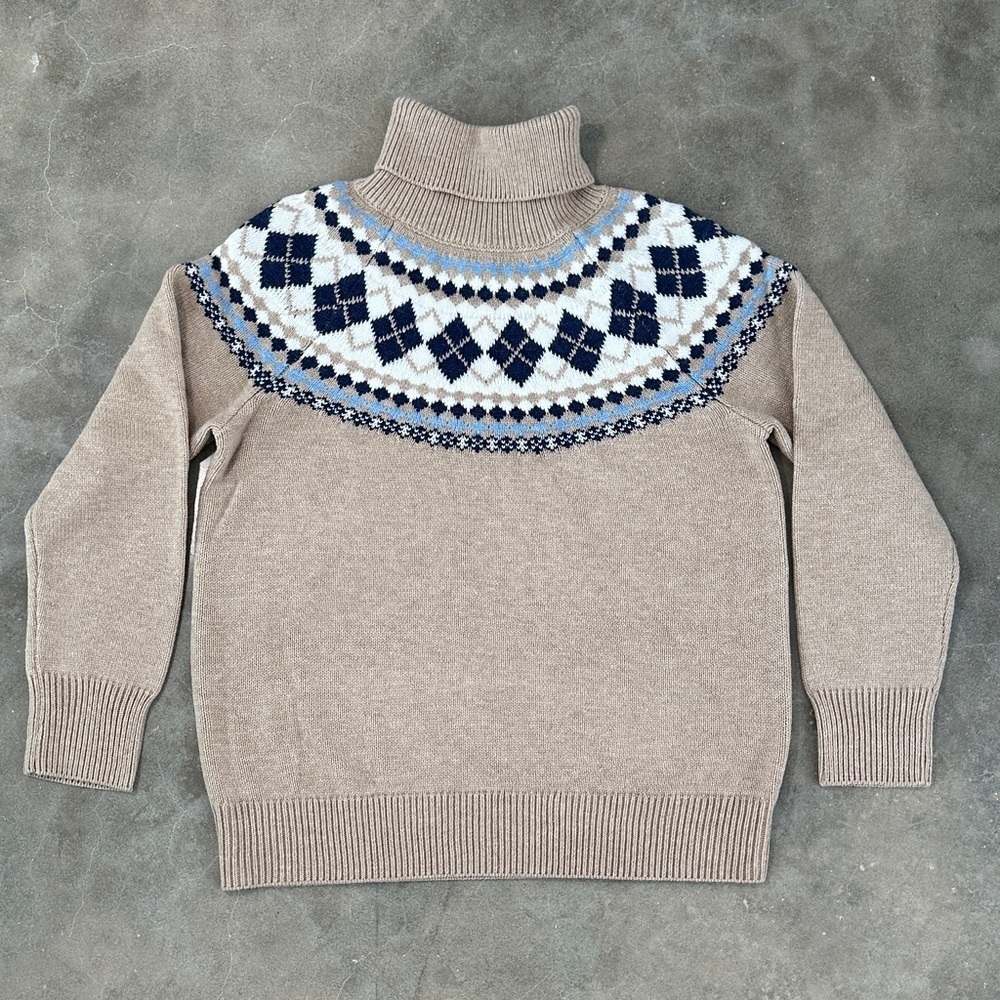 Tommy Hilfiger Fairisle Nordic Turtleneck Tan Sweater